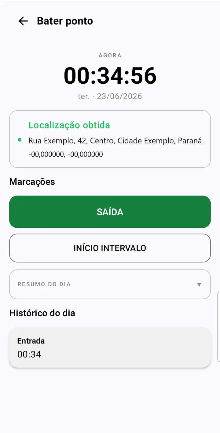 App EngReport — tela de bater ponto